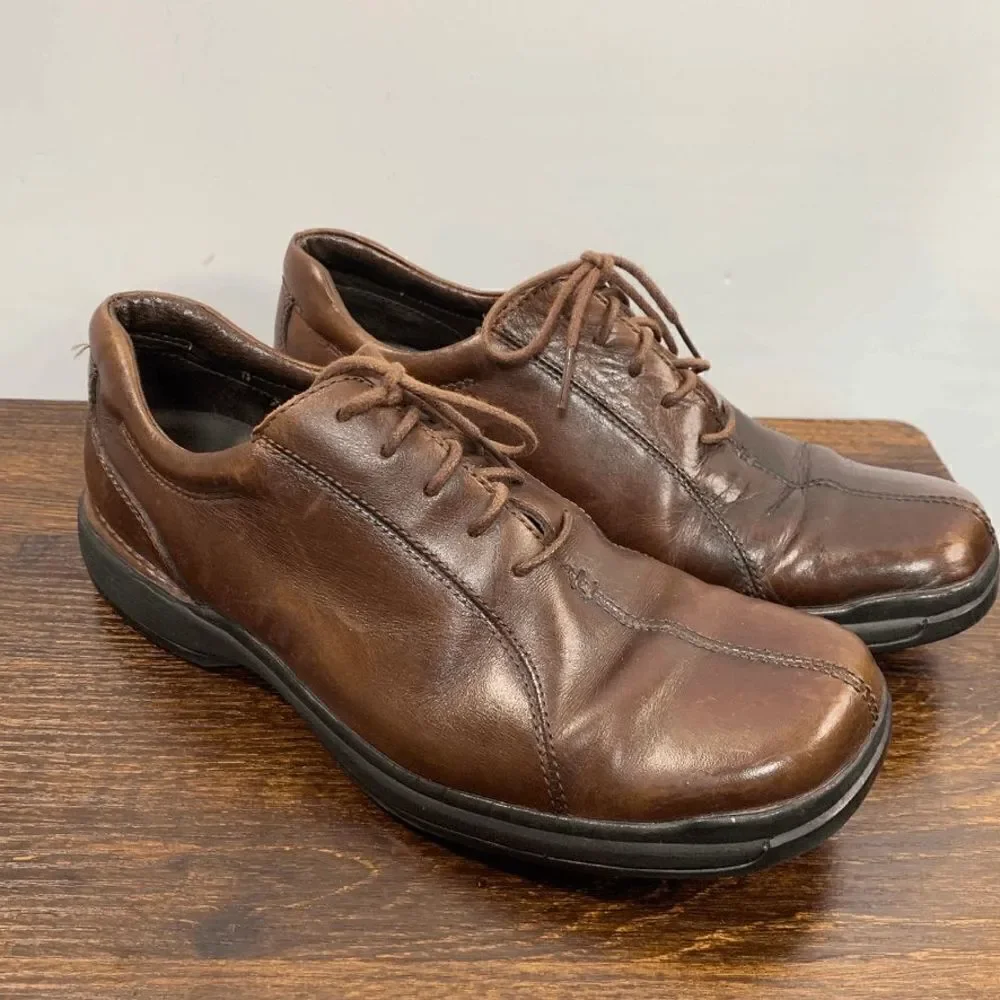 Rockport Leather Upper Lace Up Closed Toe Oxford Shoes Chestnut Brown Size 9M